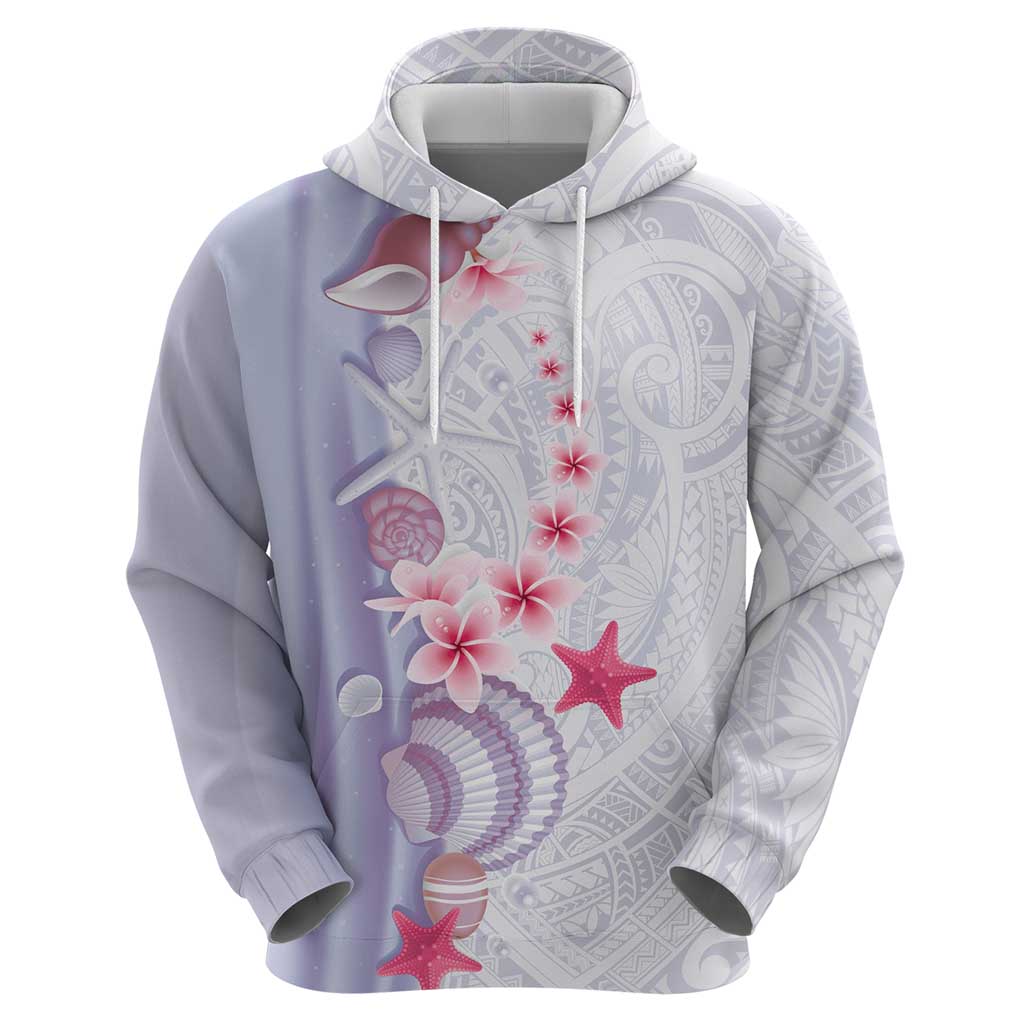 Purple Plumeria Sea Shell Zip Hoodie Starfish Polynesian Pattern - Polynesian Pride