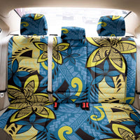 Plumeria Polynesian Pattern Back Car Seat Cover Unique Fantasy Blue Yellow