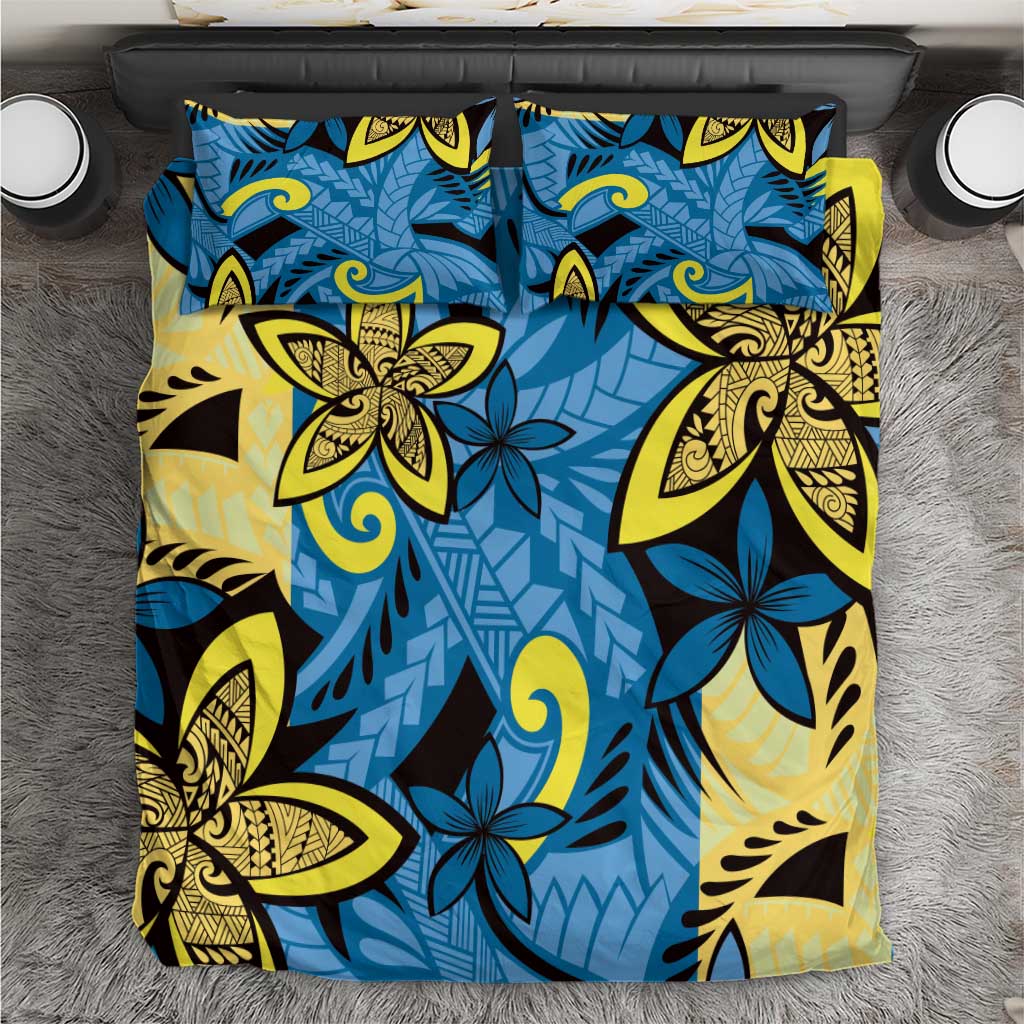Plumeria Polynesian Pattern Bedding Set Unique Fantasy Blue Yellow LT01 Blue - Polynesian Pride
