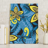 Plumeria Polynesian Pattern Canvas Wall Art Unique Fantasy Blue Yellow