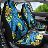 Plumeria Polynesian Pattern Car Seat Cover Unique Fantasy Blue Yellow