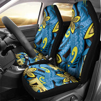 Plumeria Polynesian Pattern Car Seat Cover Unique Fantasy Blue Yellow