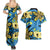 Plumeria Polynesian Pattern Couples Matching Summer Maxi Dress and Hawaiian Shirt Unique Fantasy Blue Yellow