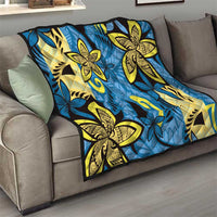 Plumeria Polynesian Pattern Quilt Unique Fantasy Blue Yellow LT01 - Polynesian Pride