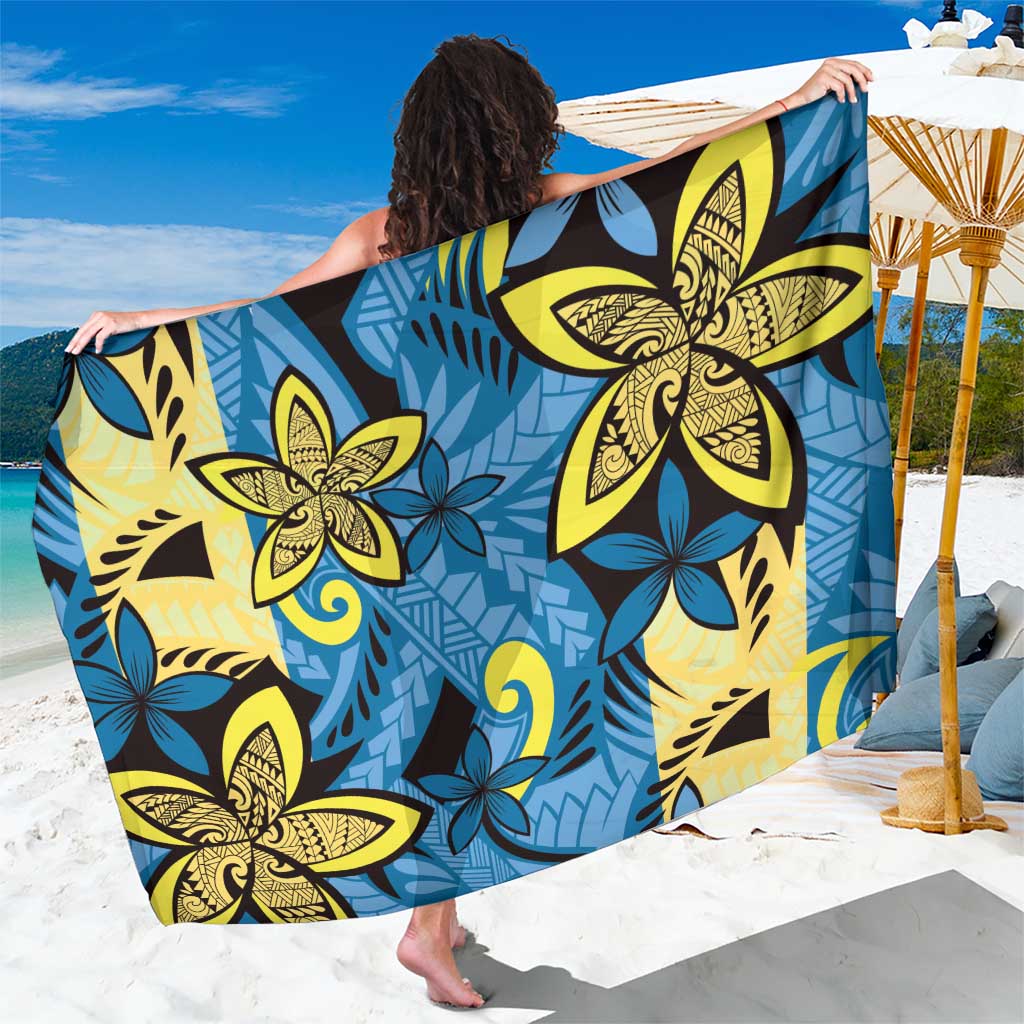 Plumeria Polynesian Pattern Sarong Unique Fantasy Blue Yellow LT01 One Size 44 x 66 inches Blue - Polynesian Pride
