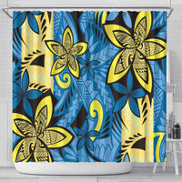 Plumeria Polynesian Pattern Shower Curtain Unique Fantasy Blue Yellow LT01 - Polynesian Pride