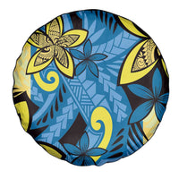 Plumeria Polynesian Pattern Spare Tire Cover Unique Fantasy Blue Yellow