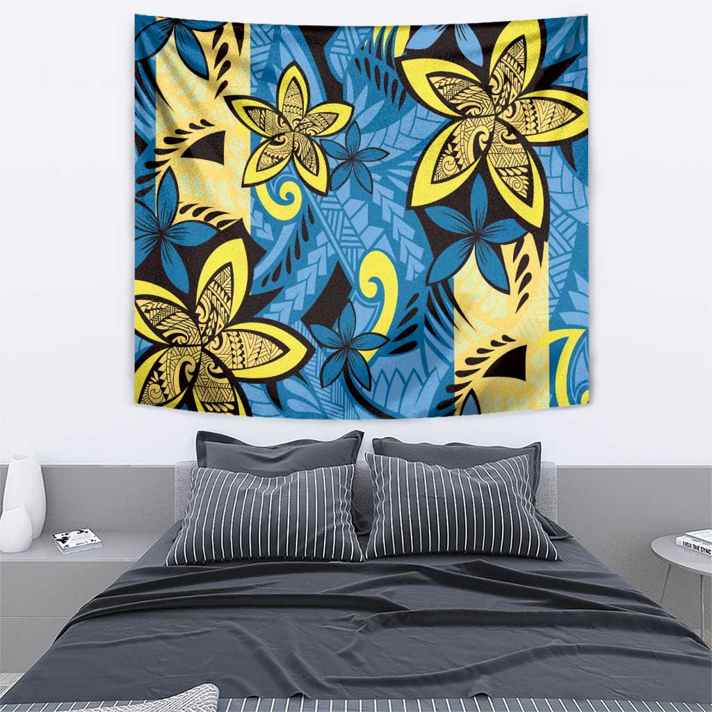 Plumeria Polynesian Pattern Tapestry Unique Fantasy Blue Yellow LT01 - Polynesian Pride
