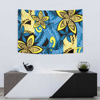 Plumeria Polynesian Pattern Tapestry Unique Fantasy Blue Yellow LT01 - Polynesian Pride
