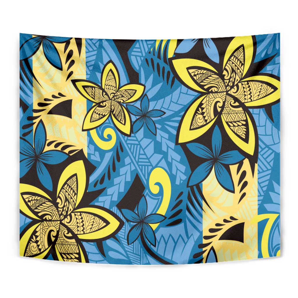Plumeria Polynesian Pattern Tapestry Unique Fantasy Blue Yellow LT01 - Polynesian Pride