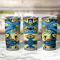 Plumeria Polynesian Pattern Tumbler Cup Unique Fantasy Blue Yellow LT01 - Polynesian Pride