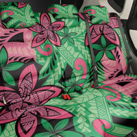 Plumeria Polynesian Pattern Back Car Seat Cover Unique Fantasy Green Pink