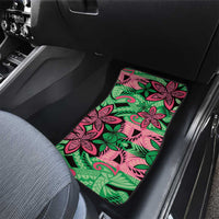 Plumeria Polynesian Pattern Car Mats Unique Fantasy Green Pink