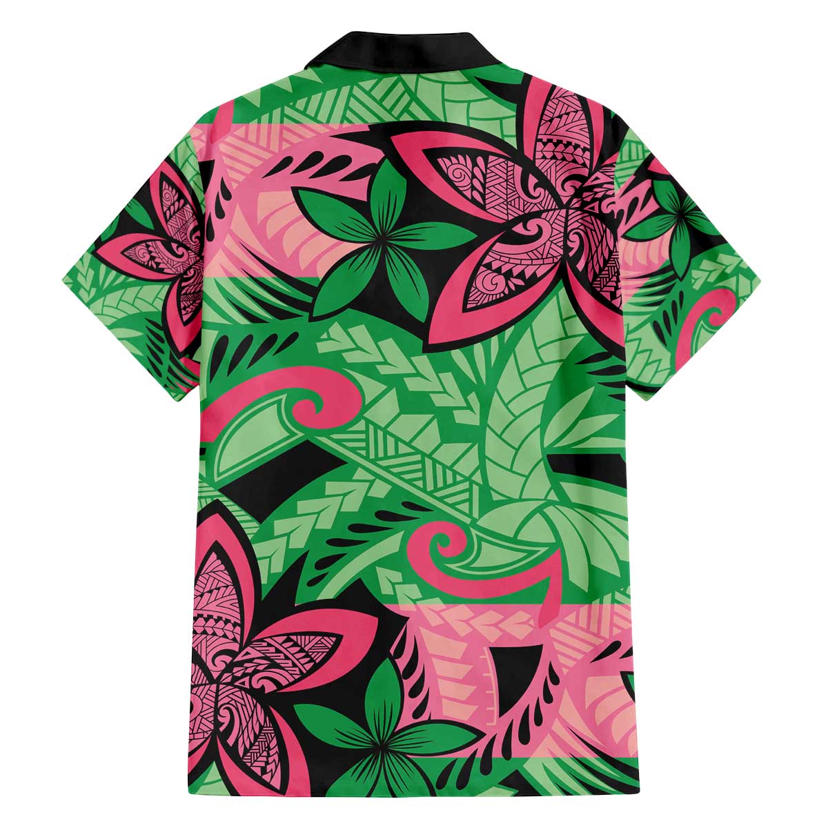 Plumeria Polynesian Pattern Family Matching Off The Shoulder Long Sleeve Dress and Hawaiian Shirt Unique Fantasy Green Pink