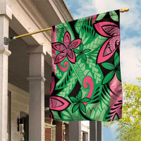 Plumeria Polynesian Pattern Garden Flag Unique Fantasy Green Pink LT01 House Flag Green - Polynesian Pride