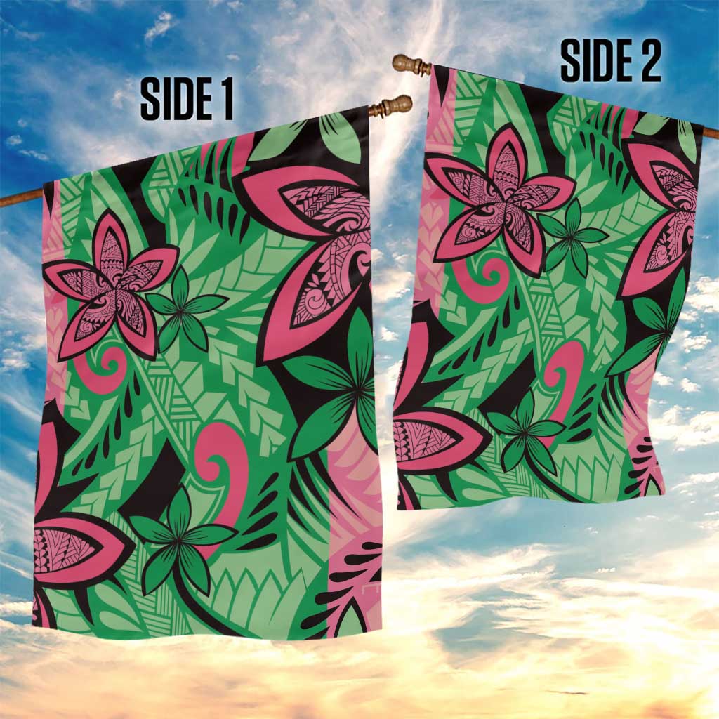 Plumeria Polynesian Pattern Garden Flag Unique Fantasy Green Pink LT01 - Polynesian Pride