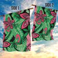 Plumeria Polynesian Pattern Garden Flag Unique Fantasy Green Pink LT01 - Polynesian Pride