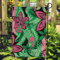 Plumeria Polynesian Pattern Garden Flag Unique Fantasy Green Pink LT01 Garden Flag Green - Polynesian Pride