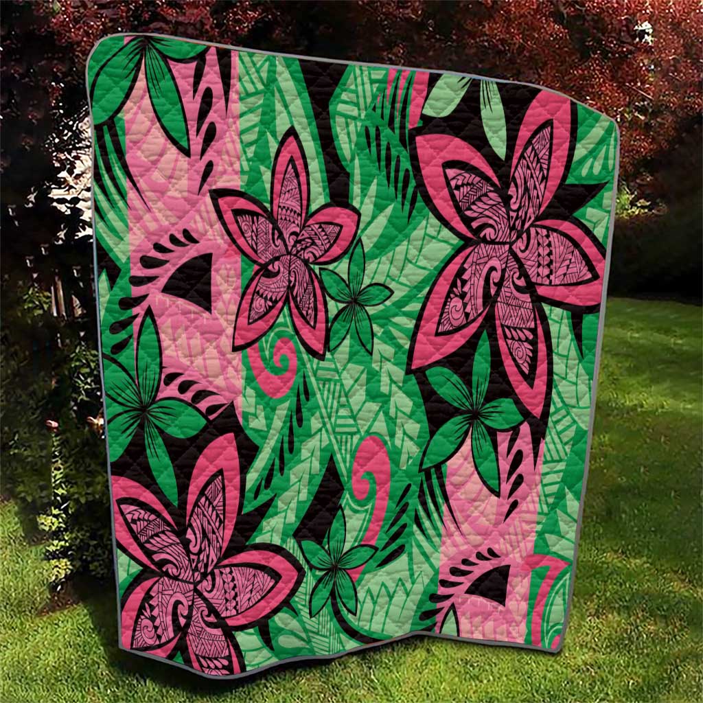 Plumeria Polynesian Pattern Quilt Unique Fantasy Green Pink LT01 - Polynesian Pride