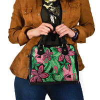 Plumeria Polynesian Pattern Shoulder Handbag Unique Fantasy Green Pink LT01 - Polynesian Pride