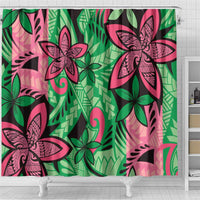 Plumeria Polynesian Pattern Shower Curtain Unique Fantasy Green Pink LT01 - Polynesian Pride