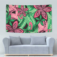 Plumeria Polynesian Pattern Tapestry Unique Fantasy Green Pink LT01 - Polynesian Pride