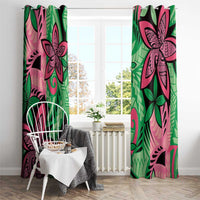 Plumeria Polynesian Pattern Window Curtain Unique Fantasy Green Pink