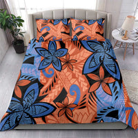 Plumeria Polynesian Pattern Bedding Set Unique Fantasy Orange Blue