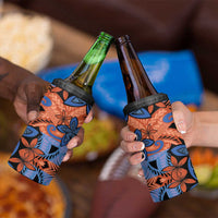 Plumeria Polynesian Pattern 4 in 1 Can Cooler Tumbler Unique Fantasy Orange Blue LT01 - Polynesian Pride