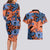 Plumeria Polynesian Pattern Couples Matching Long Sleeve Bodycon Dress and Hawaiian Shirt Unique Fantasy Orange Blue