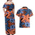 Plumeria Polynesian Pattern Couples Matching Off Shoulder Maxi Dress and Hawaiian Shirt Unique Fantasy Orange Blue