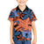 Plumeria Polynesian Pattern Family Matching Long Sleeve Bodycon Dress and Hawaiian Shirt Unique Fantasy Orange Blue
