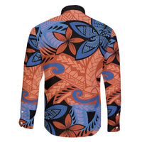 Plumeria Polynesian Pattern Family Matching Puletasi and Hawaiian Shirt Unique Fantasy Orange Blue