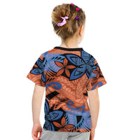 Plumeria Polynesian Pattern Kid T Shirt Unique Fantasy Orange Blue