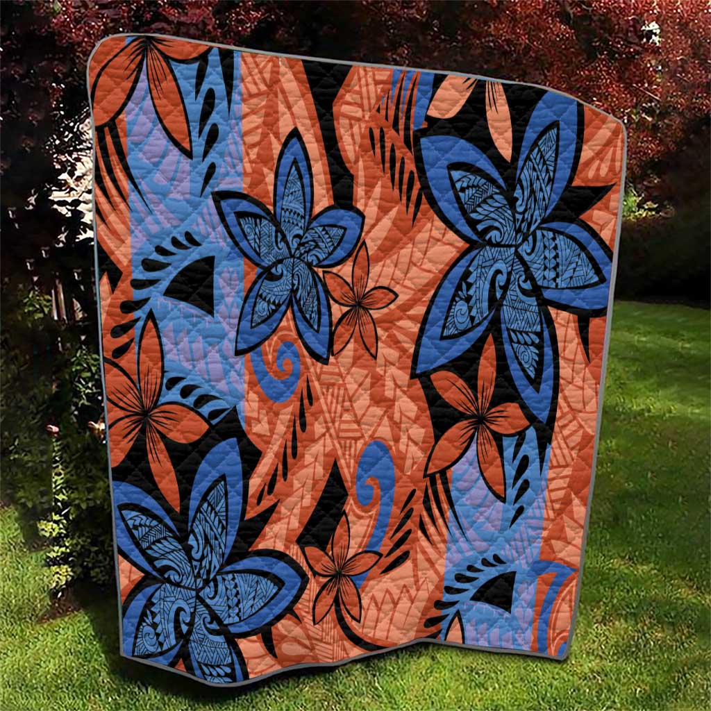 Plumeria Polynesian Pattern Quilt Unique Fantasy Orange Blue LT01 - Polynesian Pride
