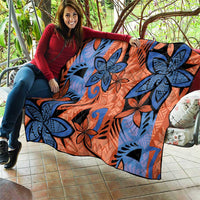 Plumeria Polynesian Pattern Quilt Unique Fantasy Orange Blue LT01 - Polynesian Pride