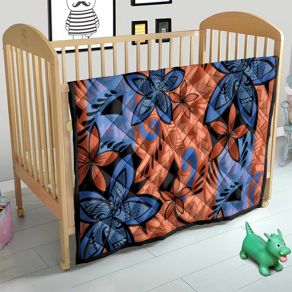 Plumeria Polynesian Pattern Quilt Unique Fantasy Orange Blue LT01 - Polynesian Pride