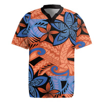 Plumeria Polynesian Pattern Rugby Jersey Unique Fantasy Orange Blue
