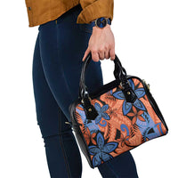 Plumeria Polynesian Pattern Shoulder Handbag Unique Fantasy Orange Blue LT01 - Polynesian Pride