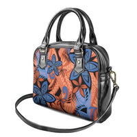 Plumeria Polynesian Pattern Shoulder Handbag Unique Fantasy Orange Blue LT01 - Polynesian Pride