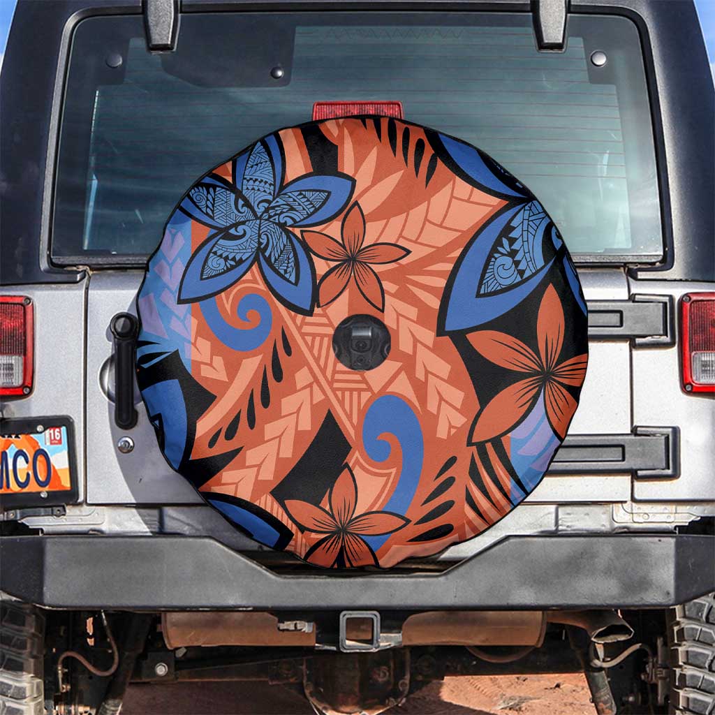 Plumeria Polynesian Pattern Spare Tire Cover Unique Fantasy Orange Blue LT01 Orange - Polynesian Pride