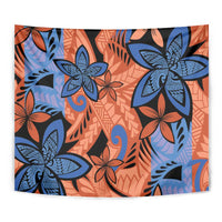 Plumeria Polynesian Pattern Tapestry Unique Fantasy Orange Blue LT01 - Polynesian Pride