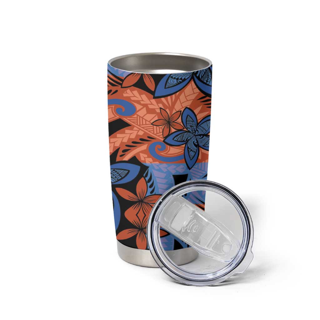 Plumeria Polynesian Pattern Tumbler Cup Unique Fantasy Orange Blue LT01 - Polynesian Pride