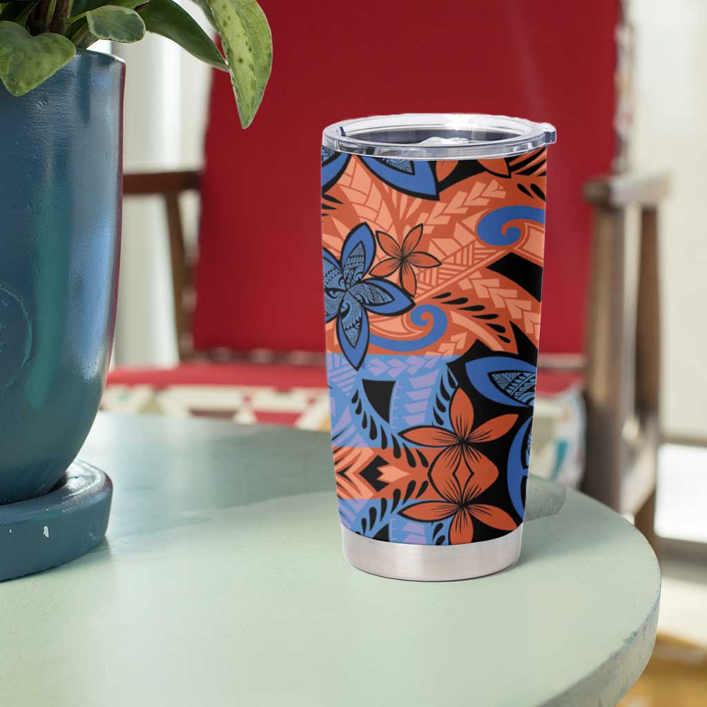 Plumeria Polynesian Pattern Tumbler Cup Unique Fantasy Orange Blue LT01 - Polynesian Pride