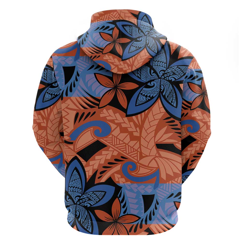 Plumeria Polynesian Pattern Zip Hoodie Unique Fantasy Orange Blue LT01 - Polynesian Pride