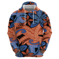 Plumeria Polynesian Pattern Zip Hoodie Unique Fantasy Orange Blue LT01 - Polynesian Pride