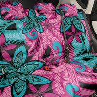 Plumeria Polynesian Pattern Back Car Seat Cover Unique Fantasy Pink Teal