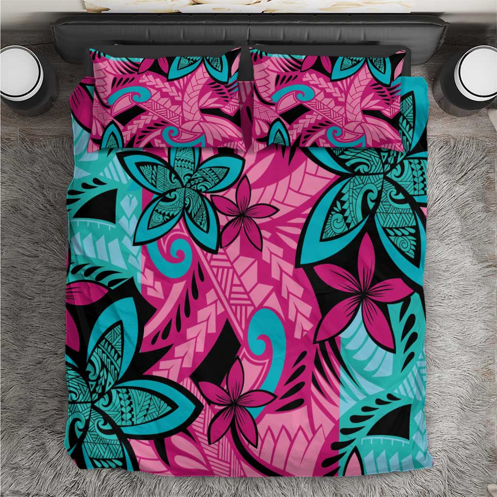 Plumeria Polynesian Pattern Bedding Set Unique Fantasy Pink Teal LT01 Pink - Polynesian Pride