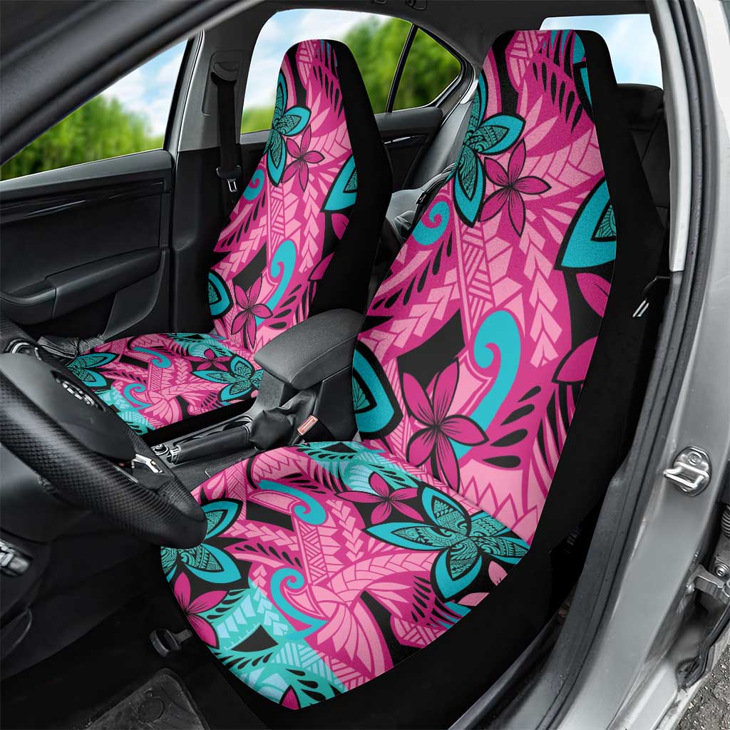 Plumeria Polynesian Pattern Car Seat Cover Unique Fantasy Pink Teal