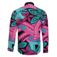 Plumeria Polynesian Pattern Family Matching Short Sleeve Bodycon Dress and Hawaiian Shirt Unique Fantasy Pink Teal LT01 - Polynesian Pride